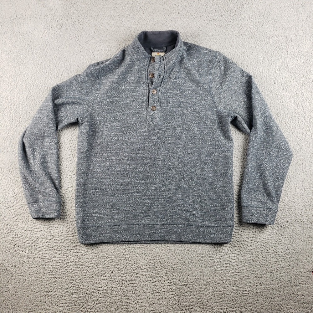 Marine Layer Sweater Mens Large Gray Blue Henley Clayton‎ Textured Mock Neck